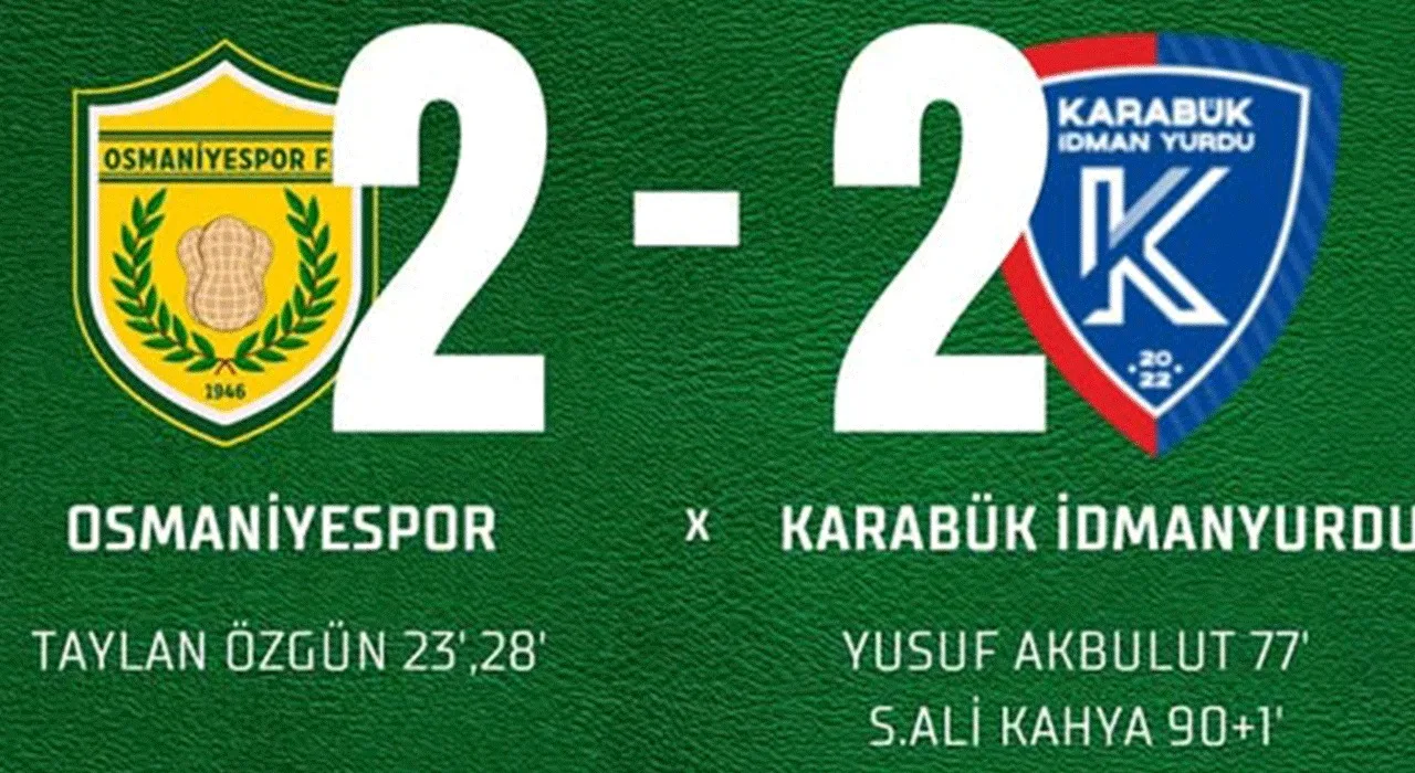 Osmaniyespor Fk, Karabük İdman Yurdu Ile 2-2 Berabere Kaldı