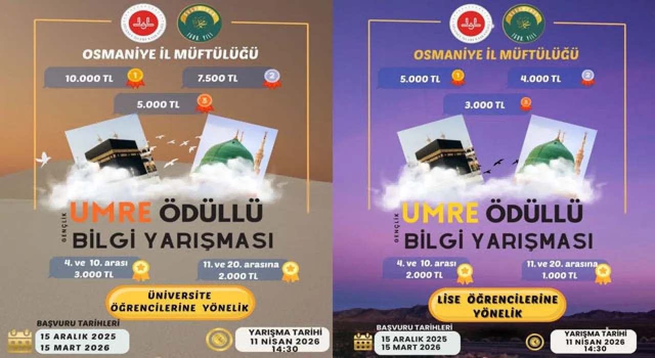 Osmaniye’de Gençlere Umre Ödüllü Yarışma Osmaniye’de Gençlere Umre Ödüllü Yarışma