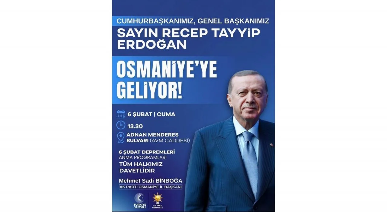Erdoğan, Deprem Yıl Dönümünde Osmaniye’ye Geliyor Erdoğan, Deprem Yıl Dönümünde Osmaniye’ye Geliyor